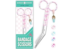 Nurse is Love Ciseaux infirmier, Ciseaux pour Bandage Medical | Lames Aiguisées a Bout Rond Idéal pour Coupe Pansement Compressif | Infirmiere Accessoires | Motifs exclusifs et Uniques