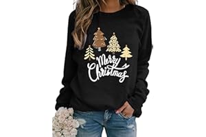 Achinel Womens Christmas Top Long Sleeve Sweatshirts Ladies Xmas Tops Sparkly Wine Glass Shirts Casual Merry Chirtsmas Blouse