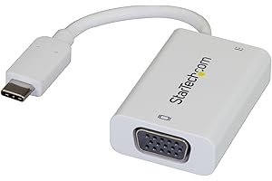 StarTech.com Adaptateur USB-C vers VGA - Convertisseur Vidéo 1080p USB Type-C vers Moniteur VGA avec Chargement - 60W PD Pass-Through - Compatible Thunderbolt 3 - Blanc (CDP2VGAUCPW)