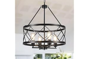 ‎LWYTJO LWYTJO Kronleuchter Modern Schwarz 4 Flammig, Vintage Kronleuchter Hängelampe Wohnzimmer, Landhaus Industrie Deckenlampe Hängend Pendelleuchte für Esszimmer Flur Foyer Schlafzimmer