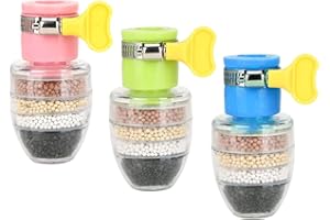 EACHPT 3pcs Activated Carbon Water Faucet 6-Layer Filtration Mini Water Filter Faucet Tap Faucet Nozzle Water Filter Splash-proof Clean Purifier Filter Cartridge for Kitchen Home Bathroom