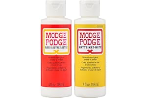 DEAL DOER Modge Podge Water-based Glue, Sealer & Finish | Matte & Gloss 4 fl oz 118ml Twin Pack | Quick-Drying, Non-Toxic, Craft Adhesive for Decoupage & DIY Projects