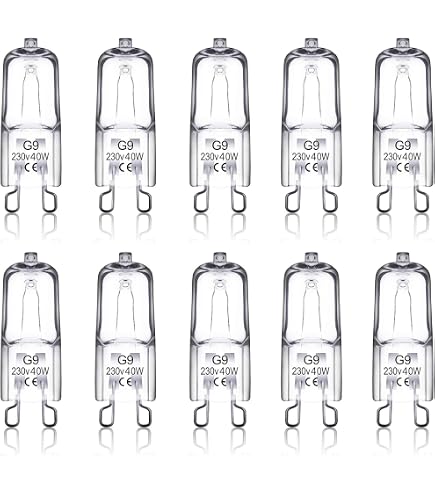 EKSAVE G9 Halogen Light Bulb – 40W T4 JCD Bi-Pin, 480 Lumens, 120V Dimmable, 2700K Warm White, 10-Pack For Chandeliers & Pendants