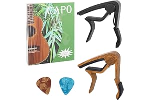 XTDMJ Kapodaster Für Gitarre, 2-Pack Capo für Akustik, Capo Gitarre mit 2 Plektren, Bruzzfrei, Quick Release, Einfach zu Bedienen, Schwarz und Palisander