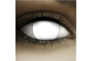FXCONTACTS Lentillas de contacto "Blind White" blancas con tatuajes de Halloween, 1 par, sin receta