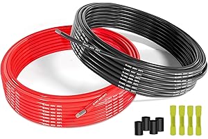 Cavo Elettrico Silicone 10AWG-THUN-CT 5,26mm² cavo elettrico [12m nero e 12m rosso], Fili elettrici in Rame Stagnato a Trefoli, Resistente alle Alte Temperature per Auto RC e Drone