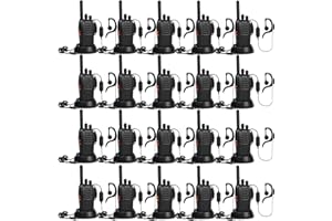 20 Stück Walkie Talkie PMR446 lizenzfreies Zwei-Wege-Funkgerät, pofung PT88E 16 Kanäle Professionelle wiederaufladbare Walkie Talkies mit großer Reichweite mit USB-Ladestation und Hörmuscheln Schwarz