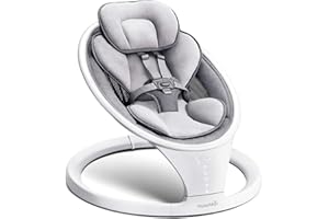 Munchkin Hamaca Eléctrica, Mecedora de Bebé y Recién Nacido con Bluetooth, Silla Portátil, con Movimiento y Sonidos, Gris/Blanco