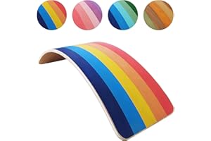 SmartToys4U Wooden Balance Board for Kids - Montessori Toddler Wobble Board, Natural Wood Sensory Toy for Children, Autism Friendly Indoor Outdoor Curvy Seesaw, Yoga Fitness Board for Adult