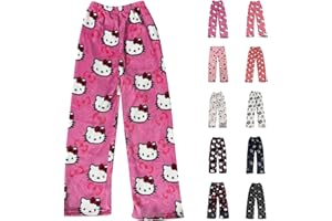 Chnnamzu Pantalon Pyjama Femme Flanelle Bas De Pyjama Animé Imprimé Kawaii Fille Pyjamas Chaud et Doux Confortable Polaire Pantalons à La Maison Femme S-XXL