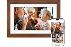 Eptusmey Digital Photo Frame WiFi Built-in 32GB 10.1 Inch Digital Picture Frame Walnut Wood with 1280x800 HD IPS Touchscreen, Send Photo/Video via Uhale App/USB/SD, Birthday Gift for Women Men