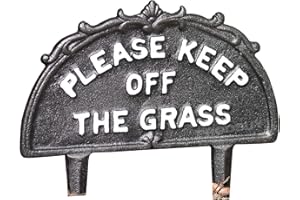 Prodbuy Vintage Cast Iron Please Keep Off The Grass Garden Sign