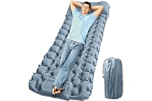 MIGHTYDUTY Matelas Camping Autogonflant Pompe IntéGrée avec Épais Oreiller Matelas Pneumatique Ultraléger Gonflable pour Plage Trekking Voyage Tente (Gris)