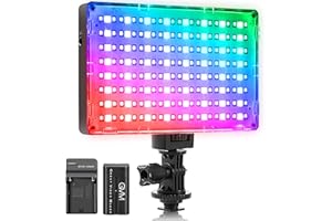 GVM GREAT VIDEO MAKER GVM LED lampa do kamery z akumulatorem, CRI97 3200K-5600K RGB światło wideo LED do lustrzanki, kamery YouTube, oświetlenie wideo, światło ciągłe, oświetlenie do studia fotograficznego, LED RGB