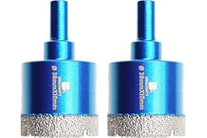 BRSCHNITT - Juego de 2 brocas de núcleo de diamante seco, 1 1/2 pulgadas (38 mm) con vástago triangular para azulejos de porcelana, cerámica, piedra, granito, mármol