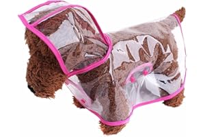 ZoonPark® Pet Dog Raincoat Poncho,Dog Puppy Pet Lightweight Waterproof Teddy Transparent Plastic Poncho Raincoat for Small Or Medium Dogs (L, Pink)