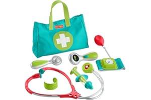 Fisher-Price Kit médico, juguete de imitación con estetoscopio y accesorios de medicina, con maletín de tela para transporte, juego de profesiones +3 años (HYH26)