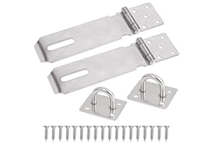 JESUSTREE Lucchetto Hasp Chiusura in Acciaio Inxo, 2 Pezzi Serratura Della Porta Hasp 5 Pollici con Viti per Mobili Armadietto Cassetto Armadio Porta e Cancello, Argento