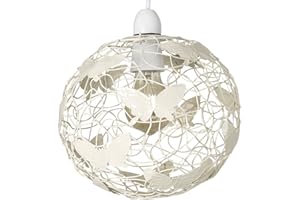 MiniSun | Modern Cream Wire Frame Globe Ceiling Light Shade | Pendant Lights, Home Décor & Improvement Essential | 220mm Shade Width