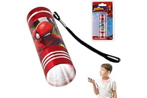 SRV Hub Spiderman LED Torch, Children's Christmas Torch, Super Bright LED Aluminium Torch, Nightlight with Lanyard for Travel, Kids Xmas Red Flashlight Gifts 3+ Years Size - 8.7cm