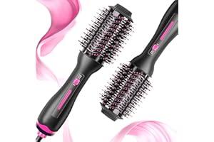 LANBOO Hair Dryer Brush, 3 in 1 Hot Air Brush with Adjustable Temperature - Hot Brush for Hair Styling Short Hair, Medium & Long Hair - Women Hair Volumizer & Hot Air Styler (Rose)