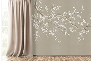 Naturempress Papier Peint Panoramique Fleur De Prunier Zen Papier Peint Intissé Tapisserie Poster Mural pour Salon Chambre Décoration Murale