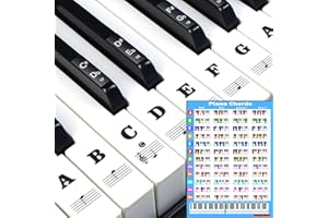 JUNLEGO Klaviertastatur-Aufkleber mit Klavier-Akkord-Diagramm, für 88/61/54/49 Tasten, Notenbuchstaben-Etiketten für Anfänger und junge Kinder, Klaviernotizen, Leitfaden für Klaviertasten, Lernen,