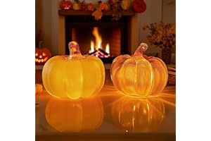 ANIEPAA Autumn Decorations Pumpkin Decorations, 2 Pcs LED Pumpkin Lights, Autumn Decor pumpkin lights, Halloween Decorations Pumpkin for AutumnFestival Thanksgiving Halloween Christmas (Orange)