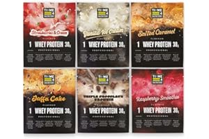 Time 4 Nutrition Whey Protein Professional Time Release Grass Fed Native Whey Protein Concentrate, Partially Hydrolysed Isolate & Micellar Casein (Variety Pack, 30g Sachet (Pack of 6))