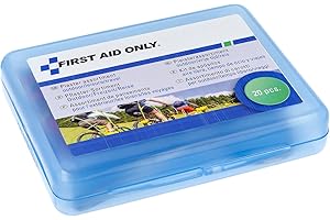 First Aid Only Juego de esparadrapos para exteriores/ocio/viajes (20 unidades) | 20 esparadrapos de diferentes tamaños y formas en caja de resellable | P-10024