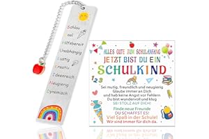 XINDY Gift for First Day of School Boy and Girl, School Child 2025, Children's Bookmark, Metal School Cone Contents, School Cone Filling, First Day of School Gifts for First Day of School with Card