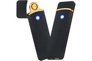 PIOYYDS Electronic Lighter, Cool Electric Lighter, Smart USB Rechargeable Lighter, Portable Double-Sided Ignition Windproof Flameless Lighter Lightweight Plasma Lighter for Indoor Outdoor(Frosted Black)