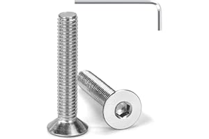 Tunejoy 20 Stück Senkkopfschrauben M6 x 35 mm Senkschrauben Edelstahl A2 V2A Senkkopf Innensechskant DIN 7991 Vollgewinde mit Inbusschlüssel