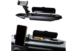 RERPRO Dashboard Phone Holder Compatible with Jeep Wrangler JL 2/4 Door Gladiator JT Accessories Center Console Storage Box Dashboard Tray with Cover, NOT for 4XE, 1 Piece, Black