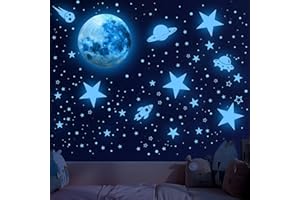 SONDENG Glow in The Dark Stars Stickers Glow in The Dark Moon for Ceiling Space Wall Stickers Planets Solar System Galaxy Wall Decals for Kids Boys Girls Bedroom Living Room Nursery