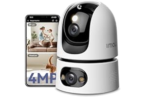 Imou 4MP+4MP Dual Kameras Überwachungskamera Innen mit 2.4/5GHz WLAN, KI-Person/Haustiererkennung, 360° PTZ WLAN Indoor Hunde Kamera, Farbnachtsicht, Smart Tracking, 2-Wege-Audio, Sirene, Modus Privat