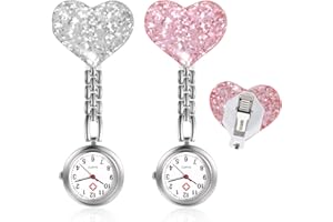 ERTLUTW Fob Watches for Nurses, Nurse Fob Watch Nurse Quartz Pocket Watch Personalized Nurse Watch Heart Shaped Nurse Pocket Watches Portable Nurse Watch Clip On Fob Watch for Doctor, Paramedics, Nurses, 2PCS