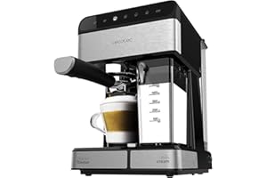 Cecotec Cafetera Semiautomatica Power Instant-ccino 20 Touch Serie Nera. 1350 W, 20 Bares de Presión, Tanque de Leche de 500ml, Control Táctil, Depósito de 1,4 Litros, Acabados Acero Inox