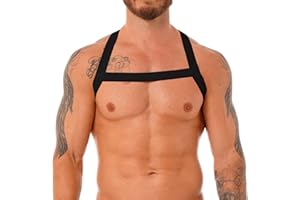 dPois Arnés Hombre Pecho Correa Cruzada Cinturón Elástico Sexy Ropa Interior Lencería Erótica Traje de Hebillas de Cuerpo Cosplay Disfraz Top Abierto