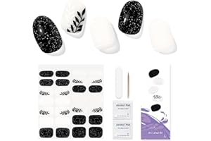 DUKASOU Półutwardzane żelowe paski do paznokci, 28 sztuk prawdziwych naklejek artystycznych na lakier do paznokci, żelowe naklejki na paznokcie w jakości salonowej, trwałe paski lakieru do paznokci