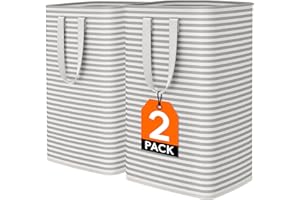 Lifewit Cesto grande para la colada de 80 L, plegable con asas, cesta de ropa impermeable para guardar pantalones, ropa, toallas, 40 x 30 x 60 cm, 2 unidades