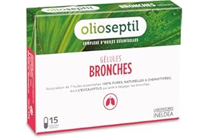 OLIOSEPTIL - Gélules Bronches - Complexe d'huiles essentielles pures - Gélules végétales L-Vcaps® - Dès 15 Ans - Aide à dégager les bronches et assainir les voies respiratoires