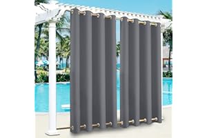 SK Studio Outdoor Curtains for Patio Waterproof Sunlight Block Rustproof Grommet Top and Bottom Windbreak Privacy Curtain for Gazebo, Front Porch, Pergola, 1 Panel, Dark Grey, 100" W x 84" L