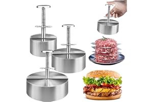 LYCN 3 Pack Adjustable Burger Press, Stainless Steel Hamburger Patty Maker Non-Stick Stuffed Patty Making Molds for Beef, Vegetables, Burgers, Cooking (8cm, 11.5cm, 14cm)