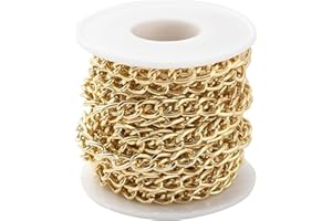 Jaydis 16.4 Feet Aluminum Curb Chains 2mm Twisted Links Cross Cable Chains Golden Plated with Spool for Pendant Necklace Jewelry Making