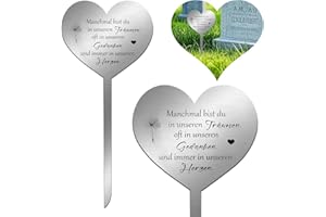 SIYRDXCBT Grabschmuck Wetterfest Herz Grabstecker Grabgesteck Edelstahl Grabstein Grabdeko Löwenzahnmotiv um Beileidsbekundung und Gedenken für den Todestag des Verstorbenen, Halloween und Ostern