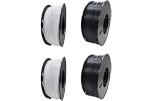 AOTECNO 3D Printer Filament, 1.75 mm ASA Filament, 3D Printing Filament, Low Odour, Dimensional Accuracy +/- 0.02 mm, (2.2 lbs) 1 kg Spool of 3D Filament (ASA Black+White*2)
