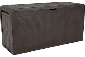 Keter Coffre d'extérieur Samoa avec Effet Bois, 116,4 x 44,7 x 57 cm, Marron