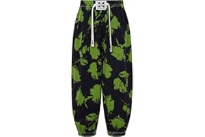 Linjinx Pantalons Fluide Été Garçons Filles Pantalon Baggy Taille Elastique Harem Pants Pantalons Décontracté Imprimé Pantalon Yoga Plage Sarouel avec Cordon 5-16 Ans