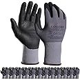 LOCCEF Safety Work Gloves MicroFoam Nitrile Coated-12 Pairs,Seamless Knit Nylon Gloves,Home Improvement,Micro-Foam Gloves